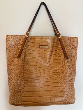 Michael Kors Tan Croc-Embossed Gia Leather Tote